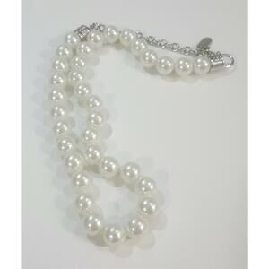 Kissaka Hand Knotted Glass Faux Pearl Bead Necklace 21"